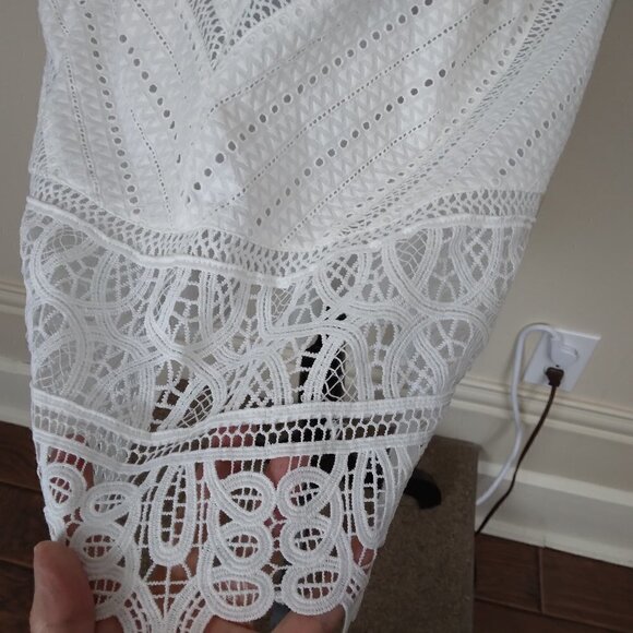 Talbots | White Cotton Lace  Patterned Flared Skirt |  Size 4 - Picture 7 of 10